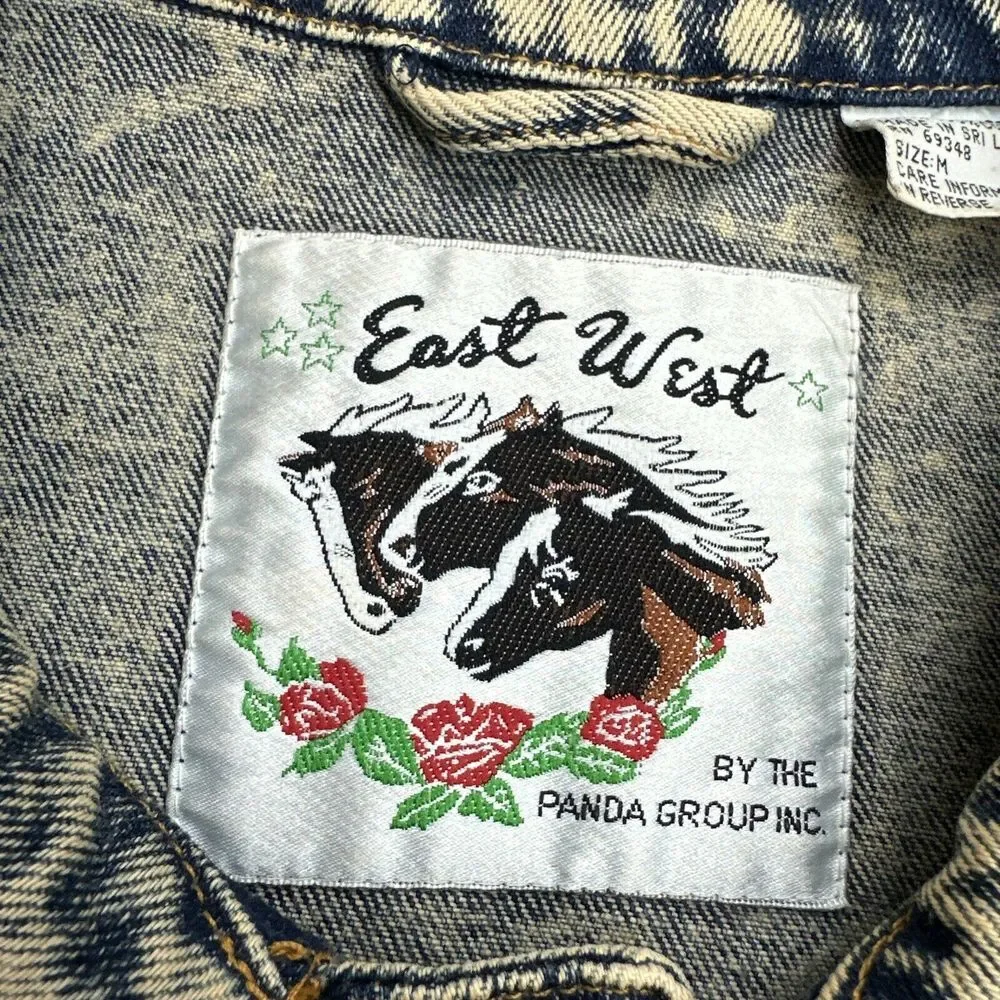 East West By Panda Group Acid Washed Womens Size M Jean Jacket Button Front‎ VTG